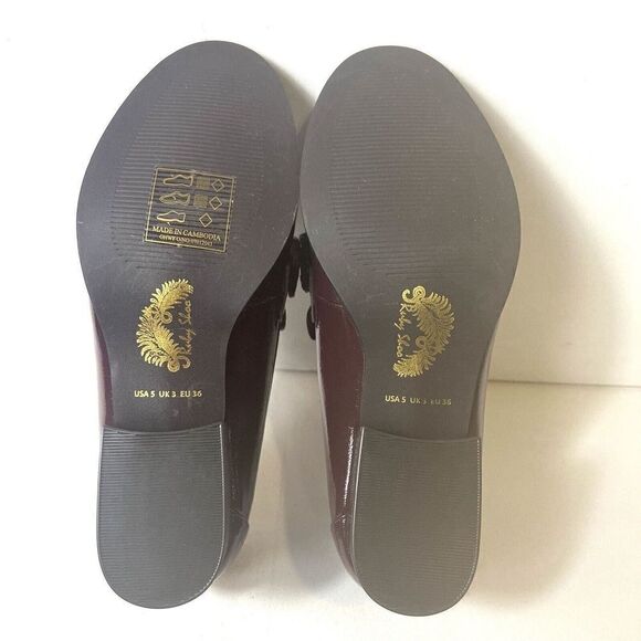 Ruby Shoo Burgundy Glossy Slip On Low Heel Velvet Bow Women's US 5 UK3 EU 36 NEW - Picture 11 of 11